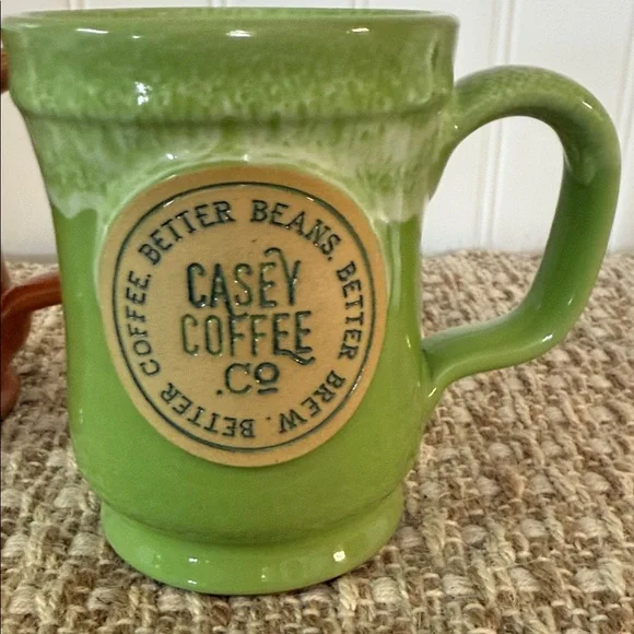 Dennen pottery company. Orange and Green Mugs. Casey coffee co. Handmade USA - Picture 3 of 7